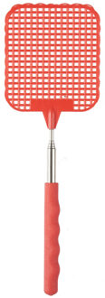 Vliegenmepper compact - Uitschuifbaar tot 60 cm - rood - Insecten killer - Vliegenmeppers - Ongediertebestrij