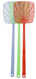 Vliegenmeppers set van 3x stuks - plastic - 45 cm - kleurenmix - anti insecten middelen