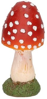 Vliegenzwam paddenstoelen tuinbeeldje 13 cm - Tuinbeelden Multikleur