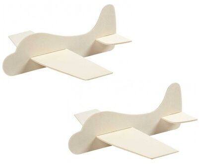 Vliegtuig van hout - Set van 4x stuks - 21.5 x 25.5 cm - bouwpakket - Hobby materialen knutselen - s