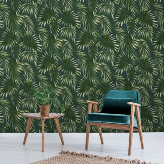 Vliesbehang Elegant Leaves - Groen - 10,05m X 52cm