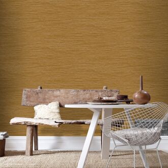 Vliesbehang Grasspaper - Okergeel - 10,05m X 53cm