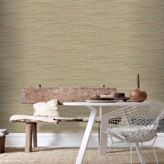 Vliesbehang Grasspaper - Olijfbruin - 10,05m X 53cm