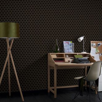 Vliesbehang Hexagon - Zwart - 10,05m X 52cm
