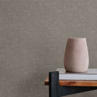 Vliesbehang Linen Shimmer - Warm Grijs - 10,05m X 52cm