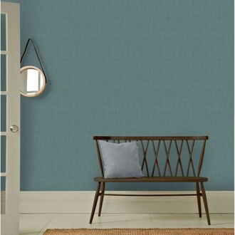 Vliesbehang Mat Textiel - Zacht Blauw - 10,05m X 52cm