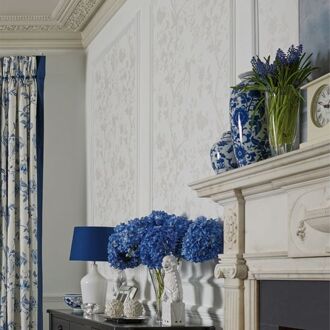 Vliesbehang |Oriental Garden Pearlescent White - 10mx52cm Wit
