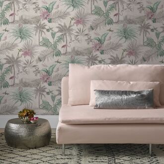 Vliesbehang Paradise - Grijs - Groen - 10,05m X 53cm