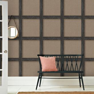 Vliesbehang Rotan Frame - Bruin - 10,05m X 52cm