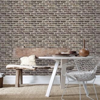 Vliesbehang Steen - Rood - Bruin - 10,05m X 53cm