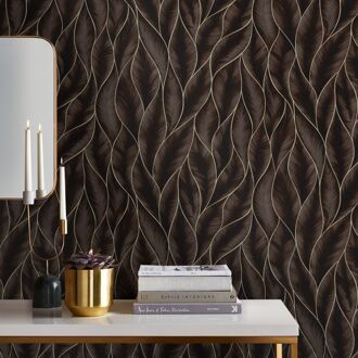 Vliesbehang Subtle Leaves - Bruin - 10,05 M X 53 Cm