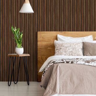 Vliesbehang Wood Strokes - Bruin - 10,05m X 52cm