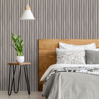 Vliesbehang Wood Strokes - Bruin - Grijs - 10,05m X 52cm