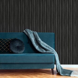 Vliesbehang Wood Strokes - Grijs - 10,05m X 52cm