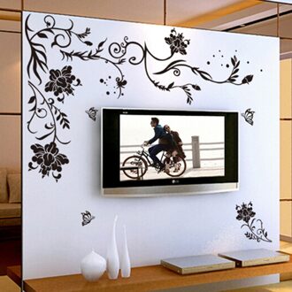 Vlinder Bloem Wijnstok Sofa/Tv Achtergrond Muur Sticker Home Decoratie Diy Slaapkamer Woonkamer Muurschildering Art Decals Poster Stickers