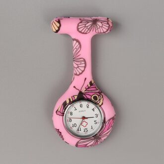 Vlinder Clip-On Fob Broche Revers Pin Broche Rose Gold Fob Verpleegster Horloge Pocket Verstelbare Horloge Voor Arts Bloemen verpleegster Horloge