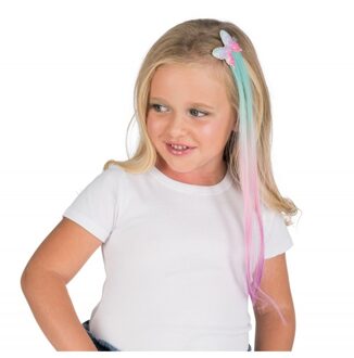 Vlinder Haarclip Met Blauw/Roze Haar Multikleur - Print