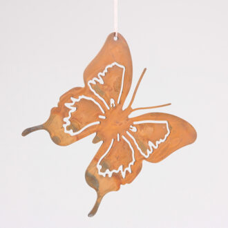 Vlinder muurhanger metaal 13x13cm bruin
