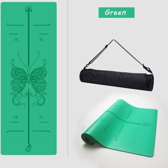 Vlinder Natuurlijke Rubber Yoga Mat Beginners Verdikte Verbreed Fitness Mat Yoga Mat Professionele Antislip Yoga Mat groen