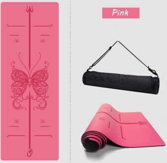 Vlinder Natuurlijke Rubber Yoga Mat Beginners Verdikte Verbreed Fitness Mat Yoga Mat Professionele Antislip Yoga Mat Roze