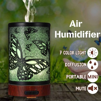 Vlinder Patroon Luchtbevochtiger Essentiële Olie Diffuser Iron Art Humidificador Mist Maker Led Lamp Diffuser Aromatherapie Us Plug