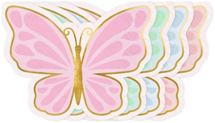 Vlinder Servetten Kleuren Mix (12st) Multikleur - Print