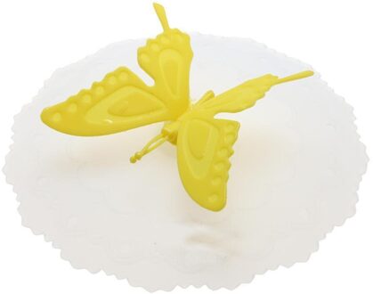 Vlinder Silicone Lekvrij Mok Zuig Deksel Cap Luchtdichte Afdichting Cup Cover Anti-stof Zuig Seal Cap Vlinder geel