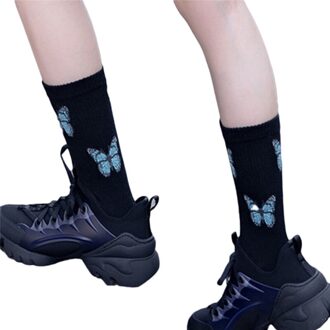 Vlinder Sokken Vrouwen Streetwear Harajuku Crew Vrouwen Katoenen Sokken One Size Supply zwart