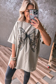 Vlinder Strik Graphic T-shirt Salie Groen
