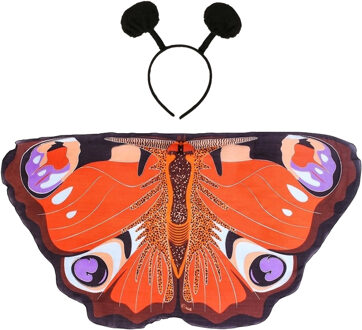 Vlinder verkleed set - vleugels en diadeem - dagpauwoog - kinderen - carnaval verkleed accessoires