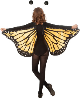 Vlinder verkleed set - vleugels en diadeem - geel - kinderen - carnaval verkleed accessoires