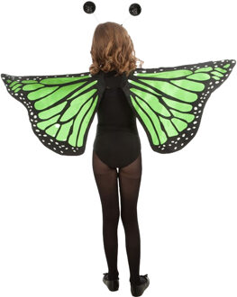 Vlinder verkleed set - vleugels en diadeem - groen - kinderen - carnaval verkleed accessoires