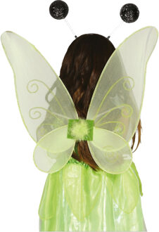 Vlinder verkleed set - vleugels en diadeem - groen - kinderen - carnaval verkleed accessoires