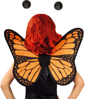 Vlinder verkleed set - vleugels en diadeem - oranje - kinderen - carnaval verkleed accessoires