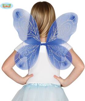 Vlinder verkleed vleugels - blauw - 44 x 37 cm - kinderen - vlindervleugels