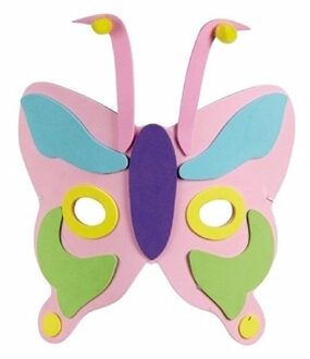 Vlindermasker voor kinderen - Mix keuren - verkleden - 18 cm - carnaval - dieren Roze
