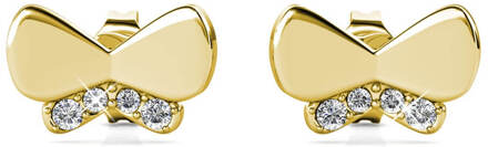 Vlinderstrik oorbellen - Goud en kristal - One Size