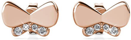 Vlinderstrik oorbellen - Roségoud en kristal - One Size