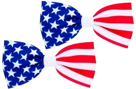 Vlinderstrikje Amerikaanse vlag - 2x stuks - 16,5 cm - verkleed strikje USA - Landen vlag
