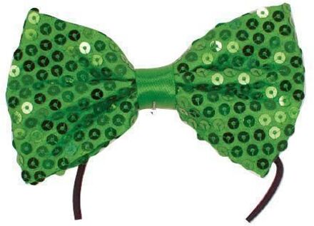 Vlinderstrikje/das groen met pailletten verkleedaccessoires voor volwassenen