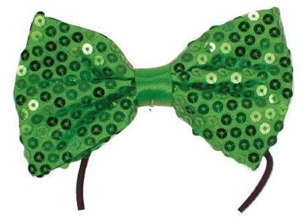 Vlinderstrikje/das groen met pailletten verkleedaccessoires voor volwassenen
