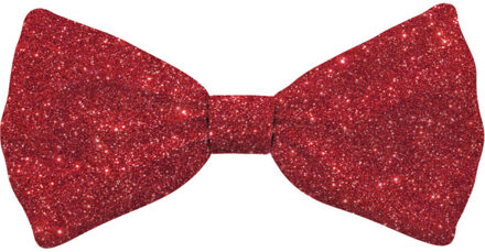 Vlinderstrikje/vlinderdas voor middelgrote honden -rood glitter -12,5cm