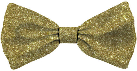 Vlinderstrikje - voor kleine hondjes - goud - glitters - 10 x 5 cm - feeststrikje - kerststrikje Goudkleurig