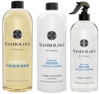 Vloeibaar wasmiddel Washologi White & Colour Wash, Fabric Softener & Linen Water Desire 750 ml + 750 ml + 750 ml