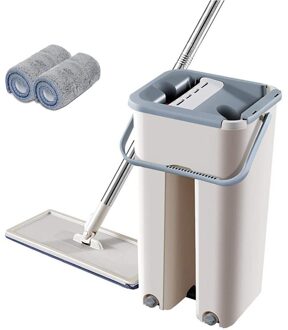 Vloer Mop Set Automatische Mop En Emmer Voorkomen Hand Wassen Microfiber Schoonmaakdoekje Platte Squeeze Magic Houten Vloer Luie Mop 2stk cloth