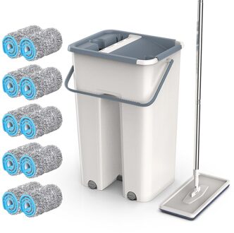Vloer Mop Set Automatische Spin Mop Vervangbare Mop Doek Hand-Gratis Wassen Mop Platte Squeeze Magic Huishoudelijke Keuken Schoonmaken gereedschap 10stk