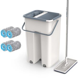 Vloer Mop Set Automatische Spin Mop Vervangbare Mop Doek Hand-Gratis Wassen Mop Platte Squeeze Magic Huishoudelijke Keuken Schoonmaken gereedschap 4stk