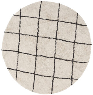 Vloerkleed berber rond - zwart/beige - ø120 cm