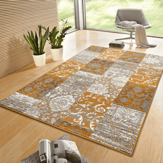Vloerkleed Bloques - Okergeel 150x80cm - Polypropyleen - Dekbed-Discounter.nl - 80 x 150 cm