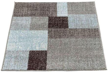 Vloerkleed Casa Blok - Blauw - 80x150 Cm - Polypropyleen - Grijs#Blauw